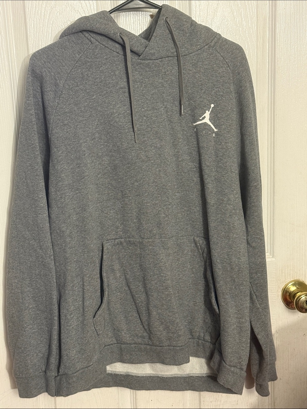 Jordan Men's Gray Pullover Hoodie with White Jumpman Logo